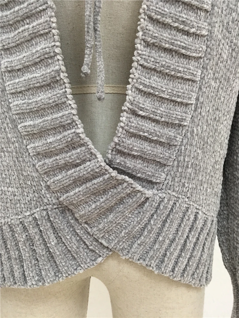Высокое качество, модный женский свитер, сексуальный, Осень-зима, открытая спина, крест, вязанные свитера, мягкий, теплый, пуловер, женский, свободный, Одноцветный