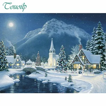 

landscape Snow House Christmas Decoration 5D DIY Diamond Painting Resin Square Drill painting Diamond Embroidery Needlework