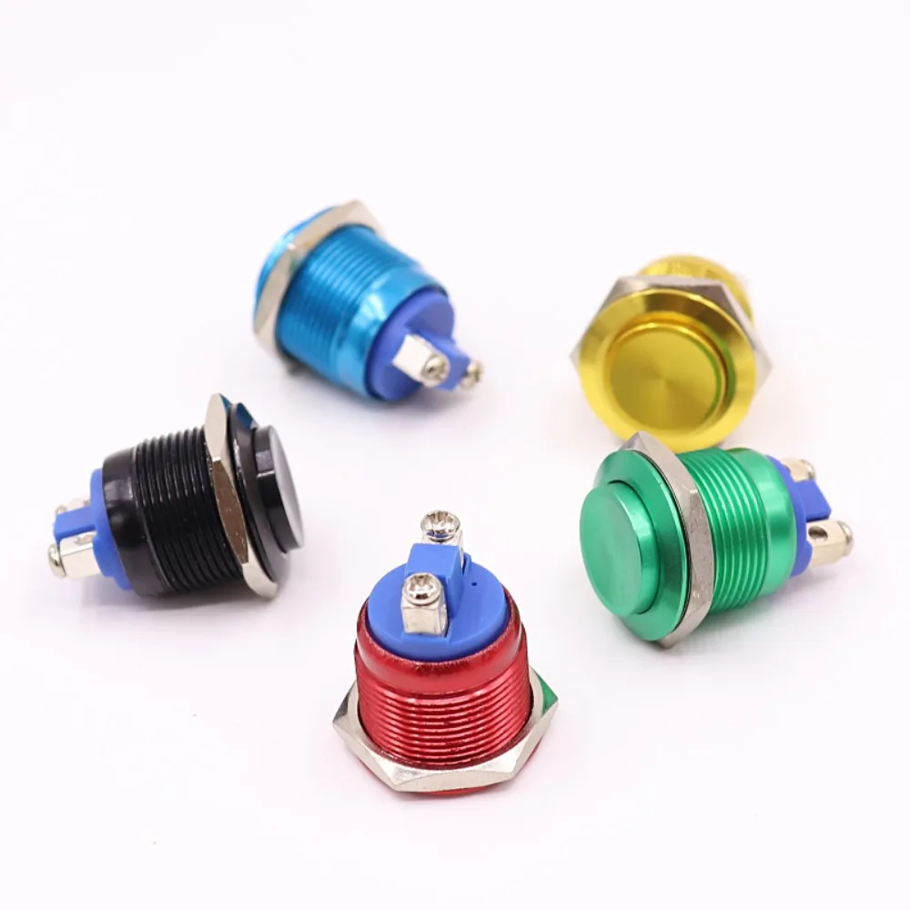 

Metal Push Button Switch Waterproof IP65 Oxidation Self Reset Momentary 19mm Red Blue Black Green Yellow Color 1NO High round