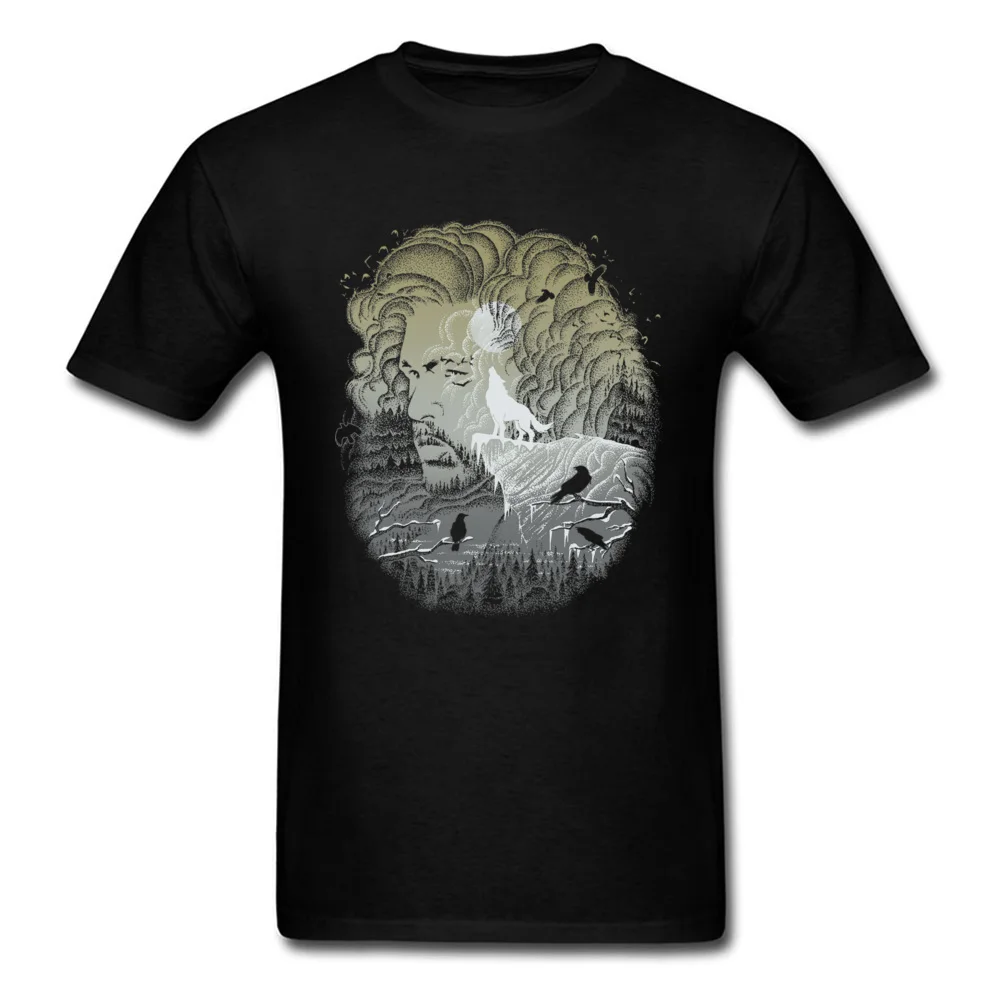 North Man In Nature T-shirt 100% Cotton Tops Moon Wolf Tee Hip Hop Mens T Shirts Crows Printed Clothing Black Tshirt |