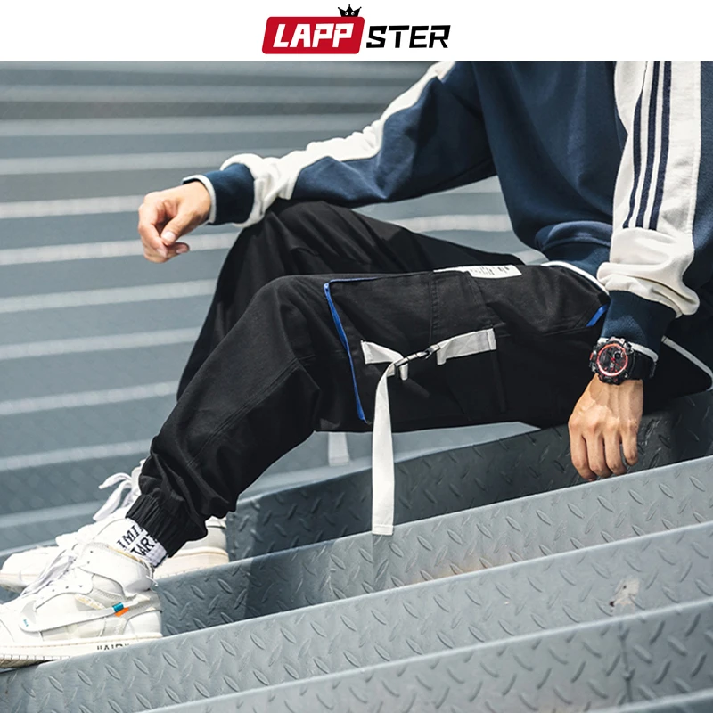 LAPPSTER мужская Японская уличная одежда джоггеры брюки комбинезоны мужские хип хоп Харадзюку карманы спортивные брюки размера плюс хлопковые брюки