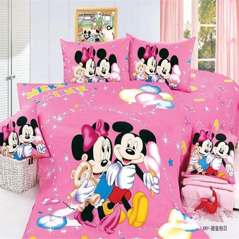 Mickey And Minnie Mouse Bedding Set Single Size Bed Sheets For