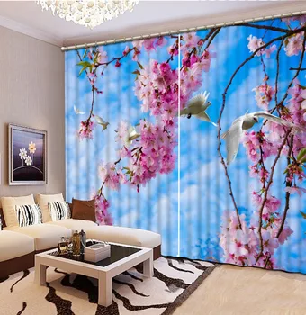 

grommet top curtains White clouds modern living room curtains Bedroom decoration hotel curtains for sale