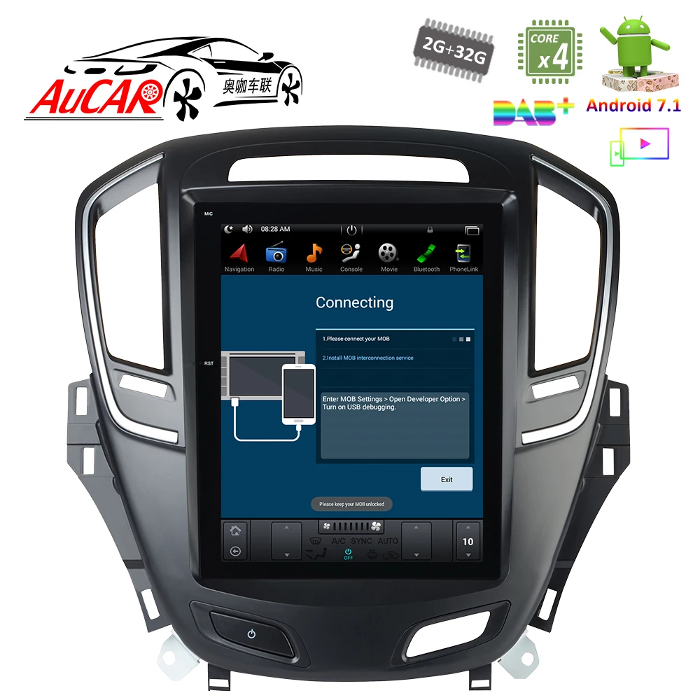 Best Android 7.1 10.4" Tesla Style for Opel Insignia Buick Regal 2014 - Car GPS Mulltimedia Bluetooth Radio WIFI 4G Vertical Stereo 5