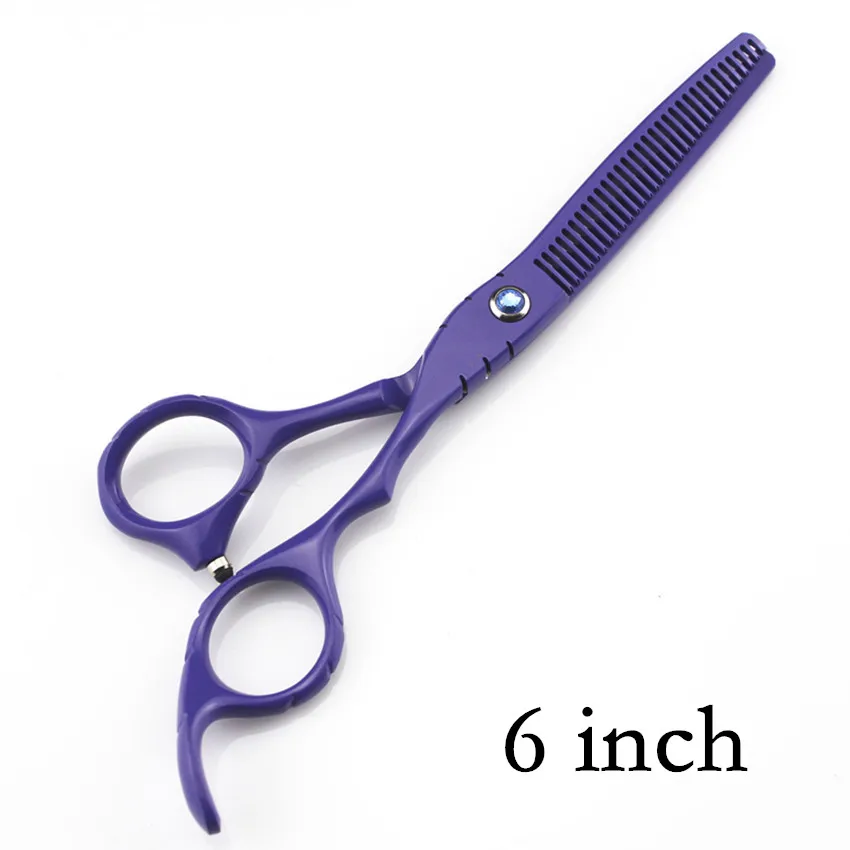 Профессиональные японские 440c 6 и 5,5 дюймовые фиолетовые ножницы для волос, филировочные ножницы, парикмахерские инструменты, ножницы для стрижки, парикмахерские ножницы - Цвет: thinning
