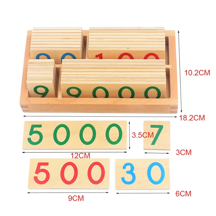 Детские Деревянные Монтессори цифры Цифровые 1-9000 карточные игрушки для студентов обучения маленький размер развивающие Ранние развивающие игрушки