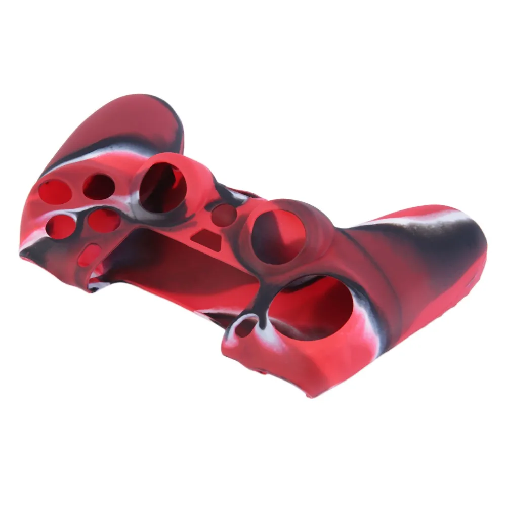 

Cool Camouflage Soft Silicone Cover Case Protection Skin For Sony Playstation 4 Dualshock 4 Controller PS4 Console Decals Red