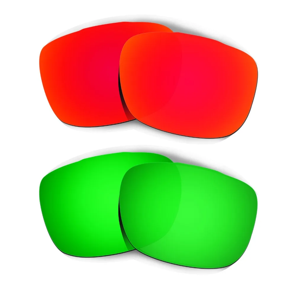 

HKUCO For Two Face Sunglasses Polarized Replacement Lenses 2 Pairs Red & Green