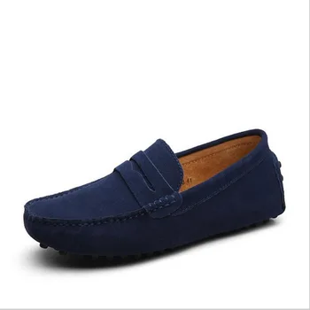 

2018 Hot Sell Spring summer new men real leather pea fashion shoes wholesale mens blue shoes English leisure shoes bigsize 38-49