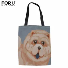 FORUDESIGNS/холщовая хозяйственная сумка с принтом «Chow», Женская тканевая сумка-тоут для девочек-подростков, Повседневная Льняная сумка на плечо, Модная хлопковая эко-сумка