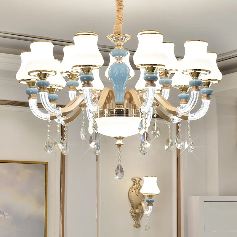 

Modern LED chandelier living room suspended lamps European luminaires bedroom lighting home fixtures crystal hanging lights