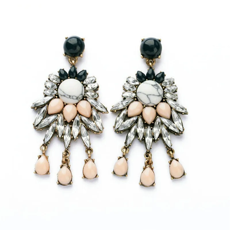 

2018 Ethnic Tassel Earrings Bohemia Geometric Crystal Resin Stone Beads Dangle Statement Earrings For Women Girls Boho Jewelry