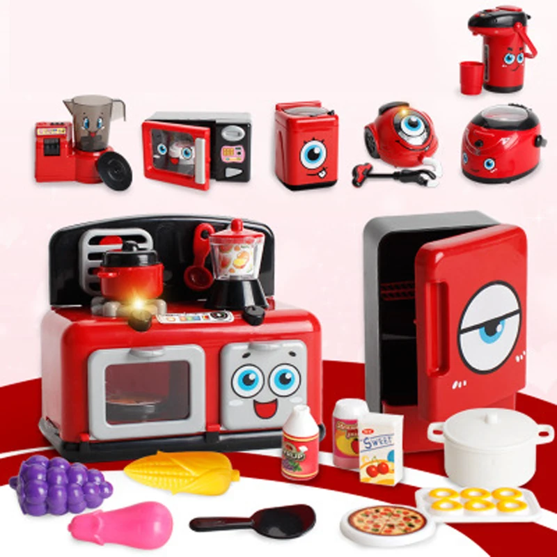 

Children Kitchen Toys Home Appliance Girl Toys Kids Kitchen Goods Sets Pretend Play Miniature Food Cooker Role-playing Games