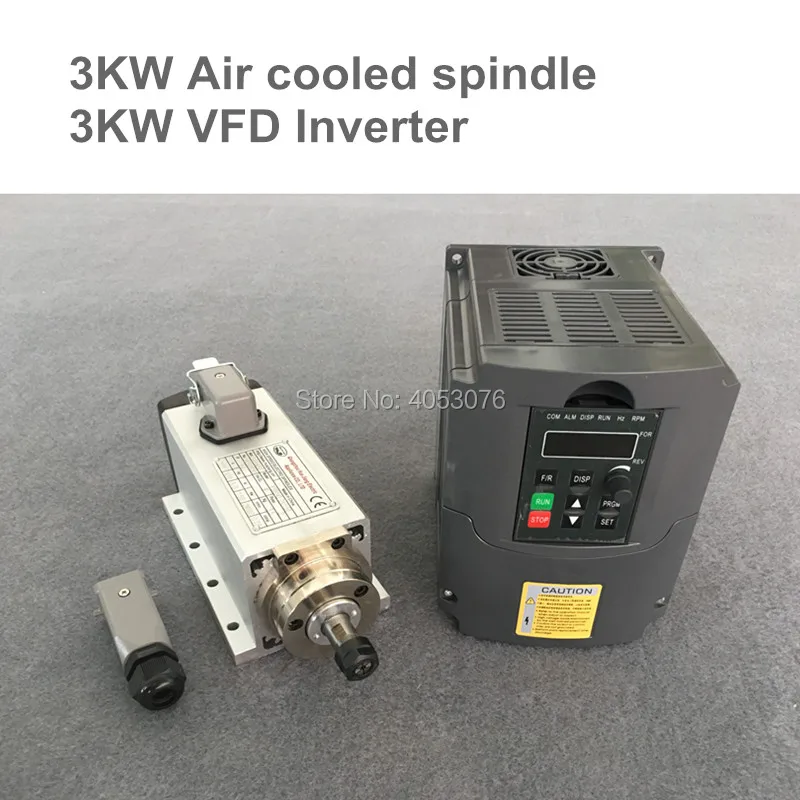 

CNC Milling Spindle motor Air Cooled Spindle 3KW 4 Bearings+ 3.0kw VFD/inverter variable frequency driver spindle speed control