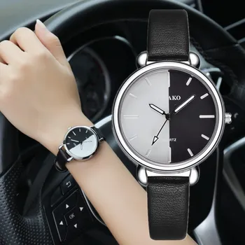 

Exquisite Small Women's Watches Two-tone Dial Quartz Leather Strap Ladies Watch Analog Wrist Watch Female Clock Valentine Gift