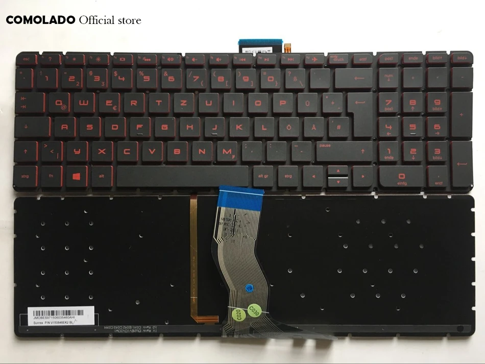 GR Germany  Keyboard for HP  15-ab 15-ak 15-bc 15-ab000 15-ab100 15-ab200 15z-ab000 15z-ab 15AK 15bc 15AB Black with Backlit keyboard  GR Layout