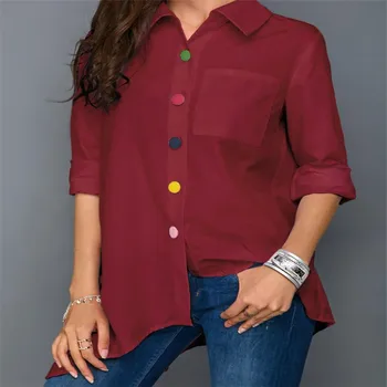 

New Long Blouse Women 2019 Casual Irregular Hem Full Long Sleeve Drop Shoulder Loose Cotton White Tops Shirts C090