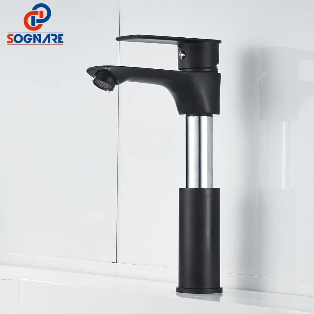 

Bathroom Basin Faucet Black Adjustable Sink Tap Bathroom Faucet Deck Mounted Water Copper Water Tap Lift Up and Down Basin Mixer