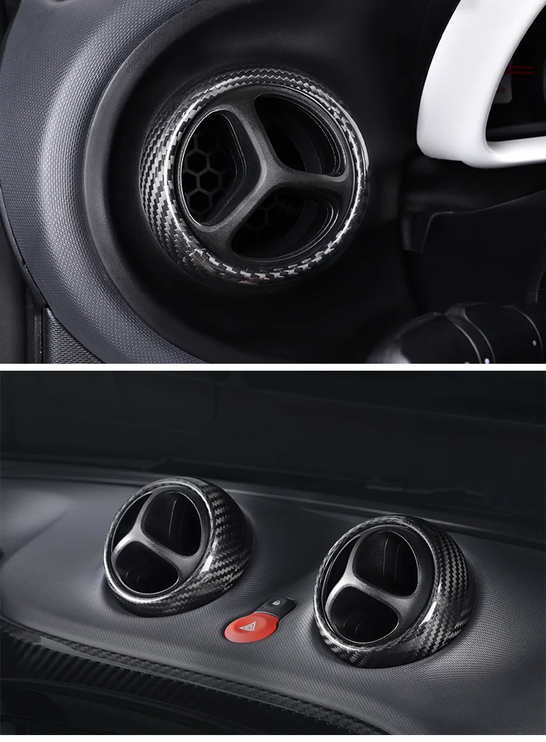 Автомобильный Кондиционер Вентиляционное украшение из настоящего углеродного волокна внутренняя отделка для нового smart 453 forfour fortwo модификация Стайлинг