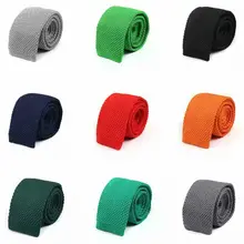 Мужской классический сплошной цвет вязаный крючком 5 см тонкий тканый галстук QNTIE0106