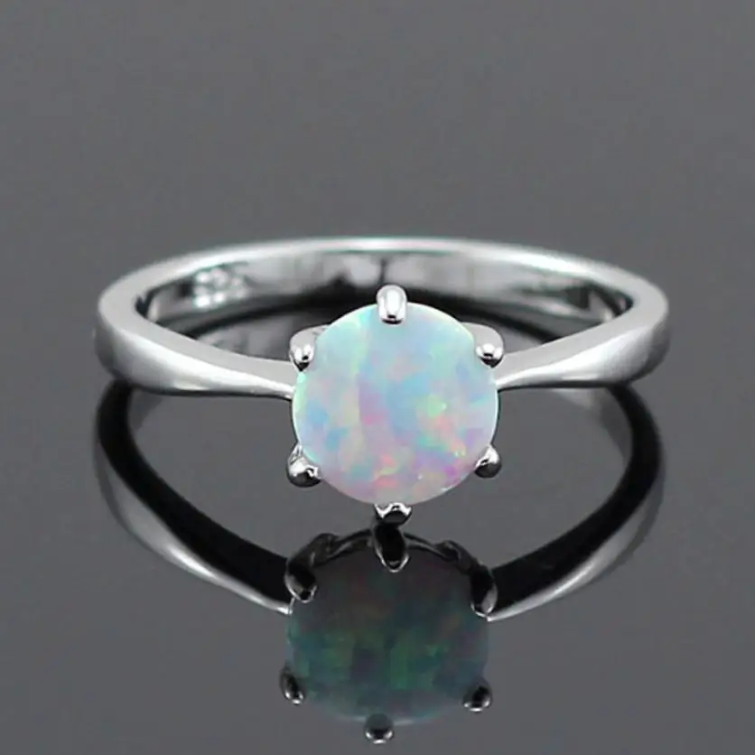

Opal Ring Round Opal White Stone Hand Jewelry Fashion Jewelry Ring