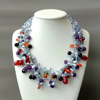 

19" 4 Strands Cultured Lavender Keshi Pearl Necklace