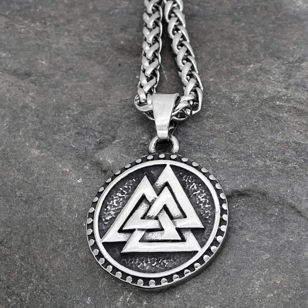 Скандинавский Викинг Valknut Амулет из нержавеющей стали кулон ожерелье для мужчин
