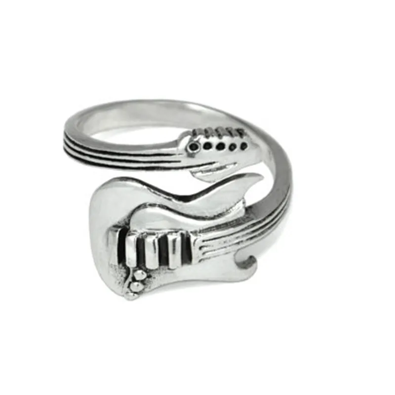 

Rock Guitar ancient silver plating ring fashion jewelry to open the adjustable size opening of a single aneis masculinos ring