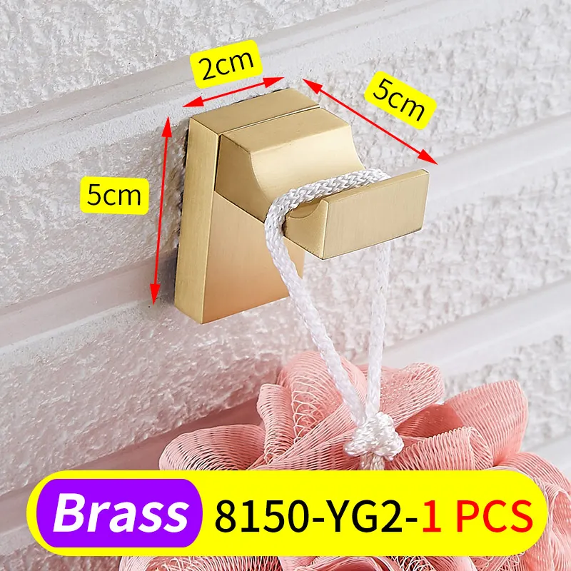 Bathroom Towel Holder Gold Brass Towel Rack Hanging Holder Wall Mounted Towel Bar Robe Hooks Toilet Paper Holder Bathroom Shelf - Цвет: 8150-YG2