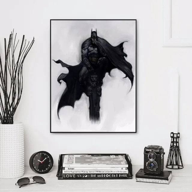 Unframed Black White Minimalist Batman Artwork Art Wall Unframed Black White Minimalist Batman Artwork Art Wall Paintings Print With Canvas Home Decor As