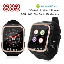 ZGPAX S83 3G Bluetooth Smart Uhr Android SIM telefon Wifi Quad Core Smartwatch 3.0MP HD Kamera GPS für Android iOS armbanduhren