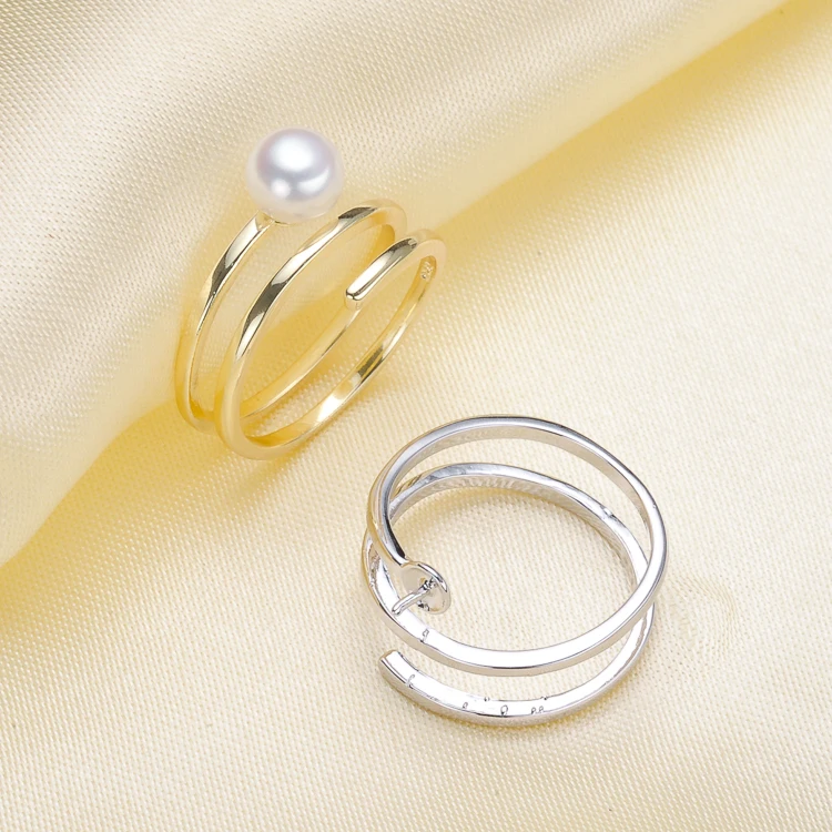 Ring Mount Pearl Accessories Adjustable Size 925 Sterling Silver Ring Jewelry DIY No Pearl