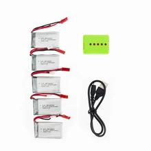 5Pcs 3.7V 1200mAh 903052 Quadcopter Drone Lipo RC Battery And 5 in 1 Charger SET Helicopter Aircraft For SYMA X5SW X5 M18 H5P