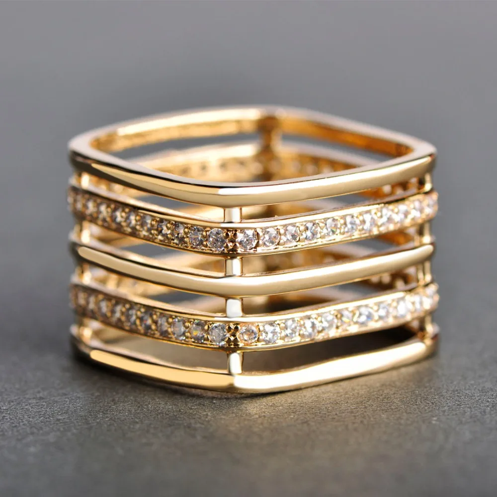 Полые Броши Funmor с фианитом для женщин лучший подарок золотистый цвет отверстием