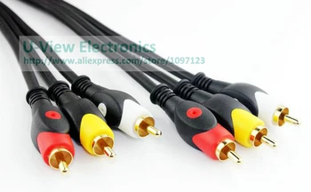 

10M Golden Plated THREE RCA Male to THREE RCA Male Plug Audio Video TV-AV Set-Top-Box Connector Cable/Free Shipping/1PCS