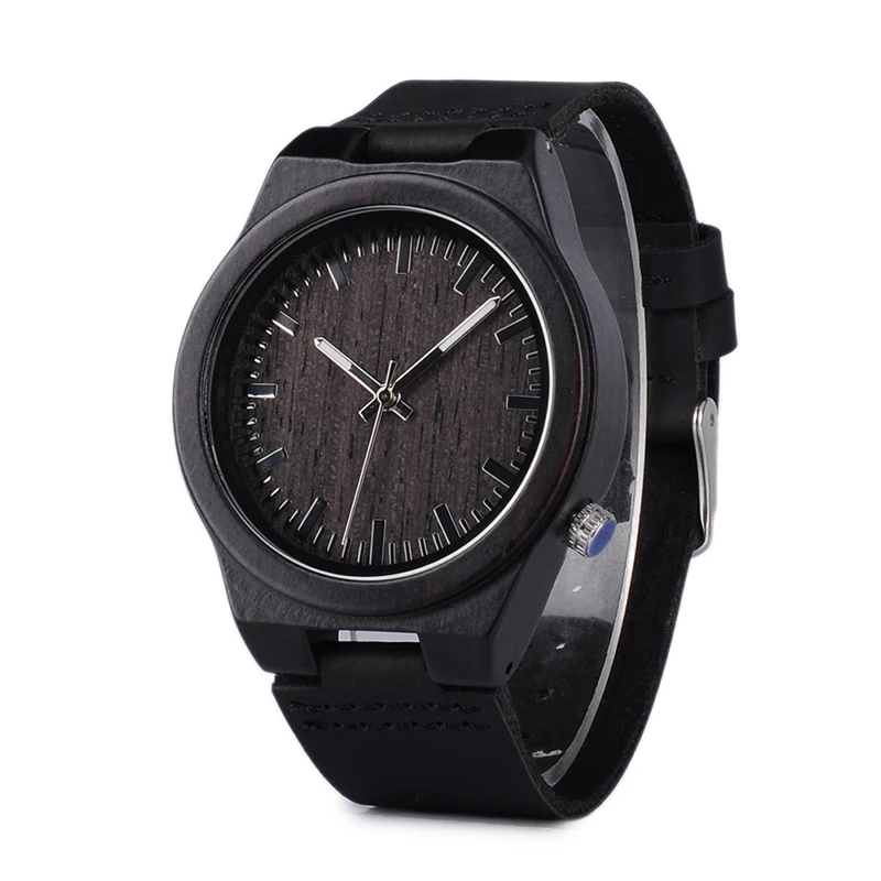 Relogio masculino BOBO BIRD деревянные часы для мужчин кварт reloj mujer Ebony мужские наручные часы montre homme светящиеся иглы в подарочной коробке