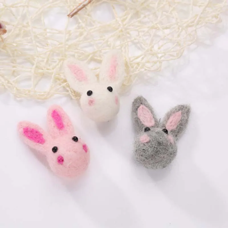 

Cute Rabbit Bunny Head Wool Felt Cartoon Animal head Handmade DIY Material Women Girls Hairpin Hair Bands Jewelry Accessory 1PC