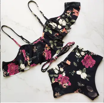 

Sexy High Waist Bikini Women Swimwear Push Up Swimsuit Bathing Suit Bikini Set Dot Lace Biquinis Beach Wear Female Monokini