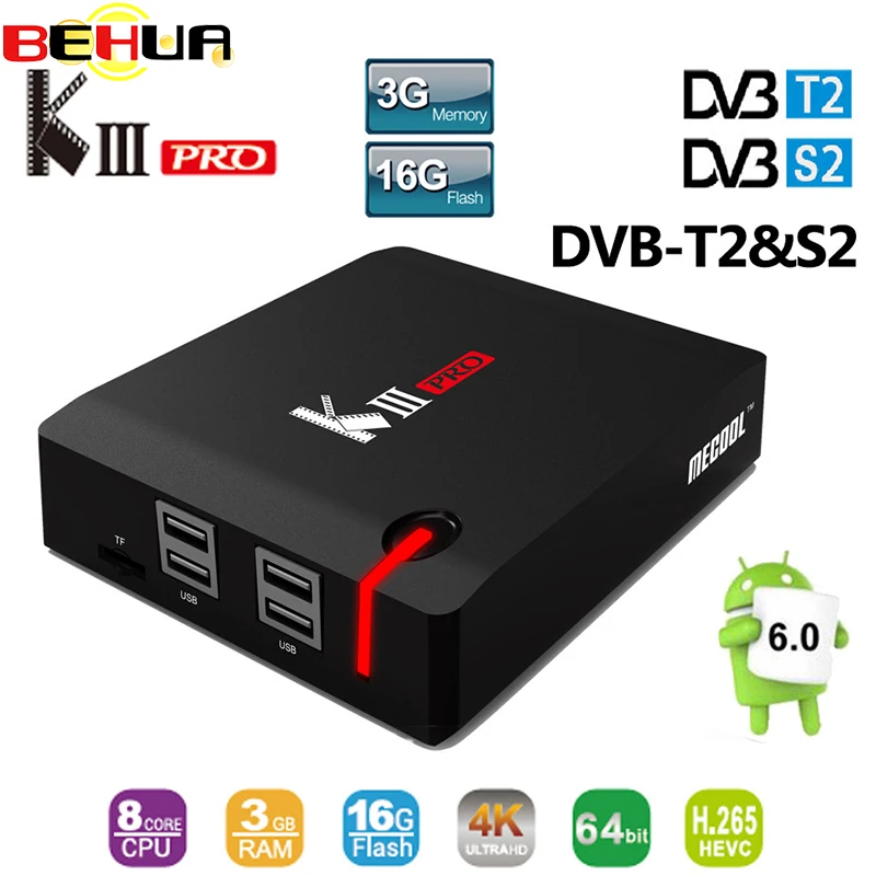 

MECOOL KIII PRO Amologic S912 Octa core Anroid 7.1 2gb ram 16gb rom BT4.0 2.4G/5G wifi 4K 1080P HD DVB-S2 DVB-T2 DVB-C receiver