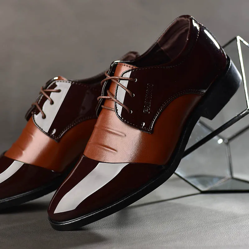Новинка Мужские туфли из высококачественной лакированной кожи Zapatos de hombre