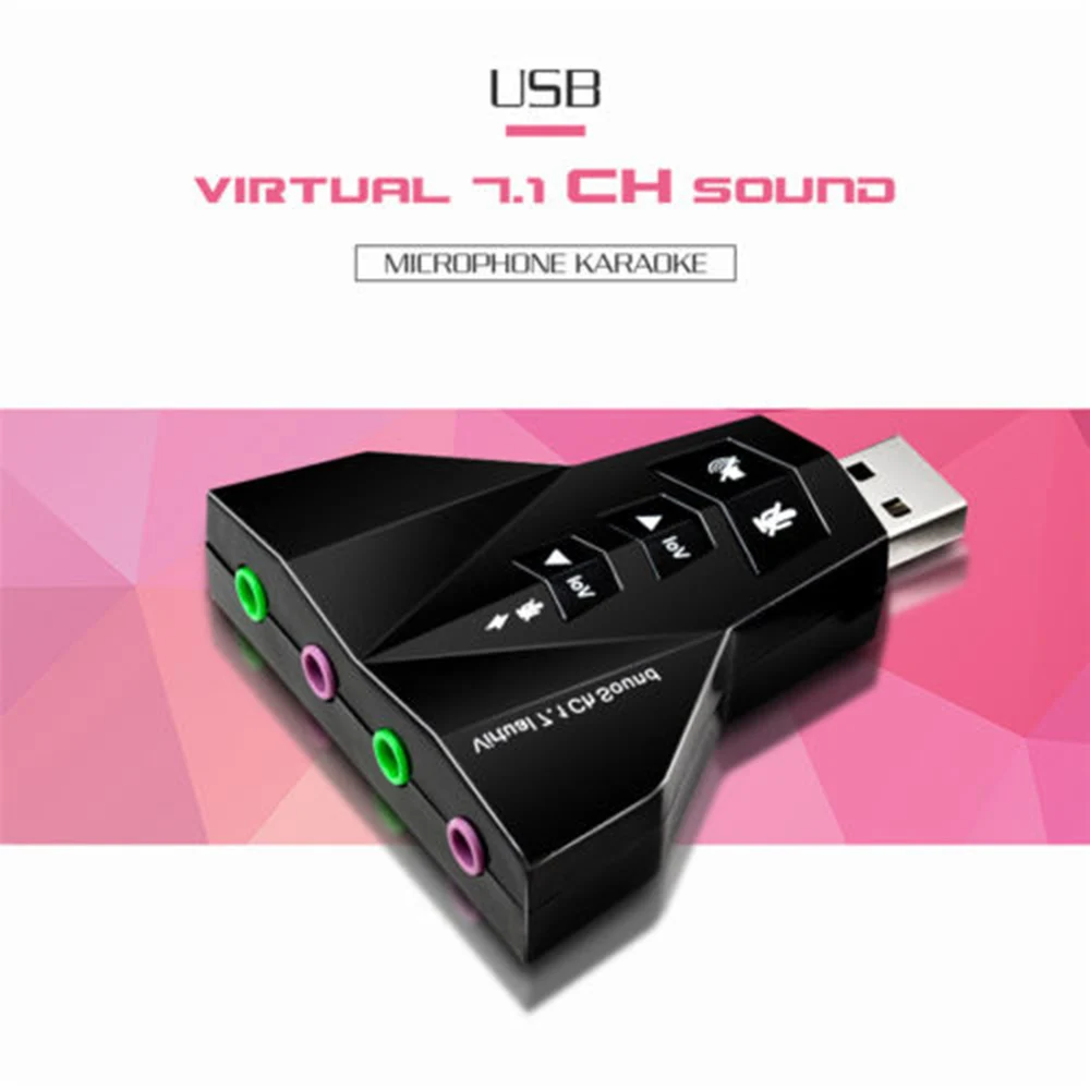 Внешняя 3D Звуковая карта USB 7 1 каналов аудио для ноутбука ПК Macbook Pro адаптер 2 0