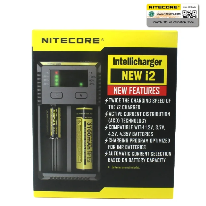 NITECORE NEWI2 Digicharger LCD интеллектуальная схема Li Ion для 16340 14500 18650 18750 26650 зарядное