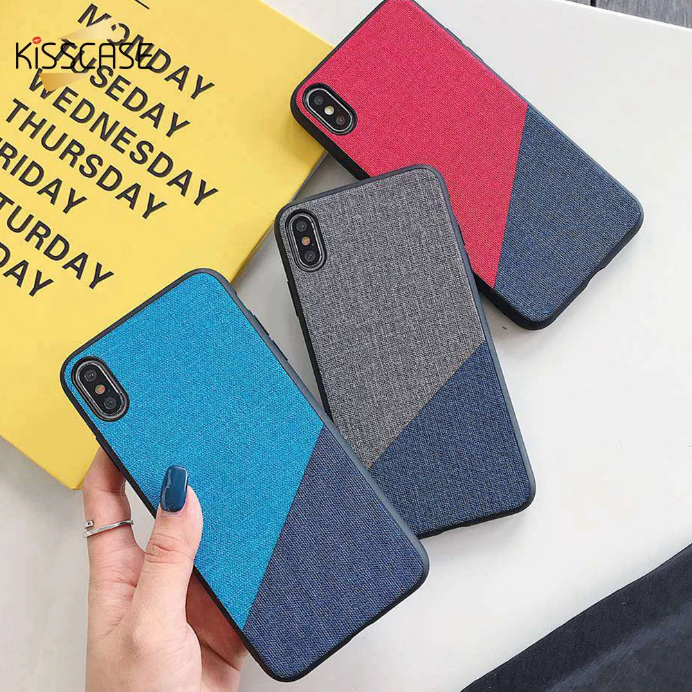 KISSCASE тканевый чехол для iPhone XS XR X полная защита простой стиль узор 8 7 6 S Plus |