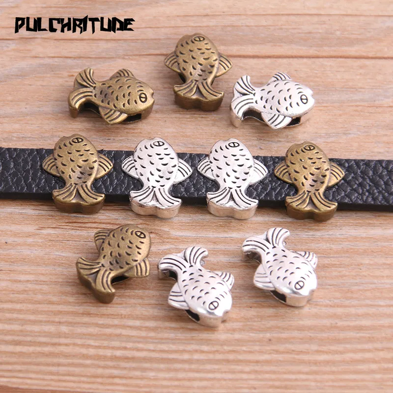 

10pcs Two Color Fish Wheel Spacers Adapters Slider Spacer Jewelry Material Spacers For Jewelry Making For 10mm Leather Cord