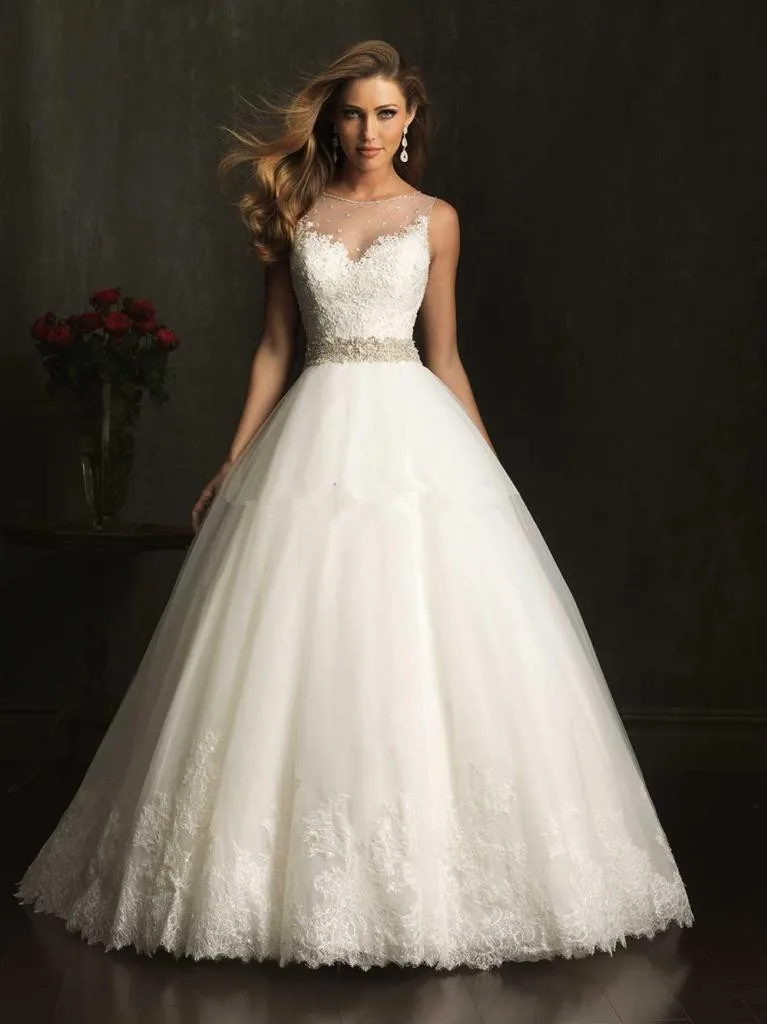 

Custom Made Vestido De Noiva 2016 White/Ivory Satin Beading Pearls Lace Wedding Dress Vestido De Casamento