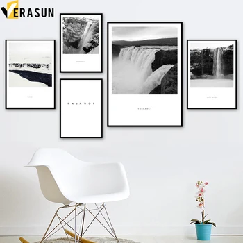 

Glacier Waterfall Quotes Quadro Wall Art Canvas Painting Nordic Posters And Prints Landscape Wall Pictures For Living Room Decor