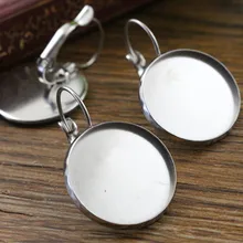 Не выцветает) 18 мм 10 шт. серьги из нержавеющей стали с французским рычагом сзади пустые/основание, подходят 18 мм Стеклянные Кабошоны, Buttons-M3-19