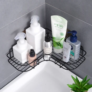 

Multi-function Corner Wall Hanging Shelf Organizer Container Bathroom Supplies Kitchen Iron Sundries Storage Basket Drain Rack