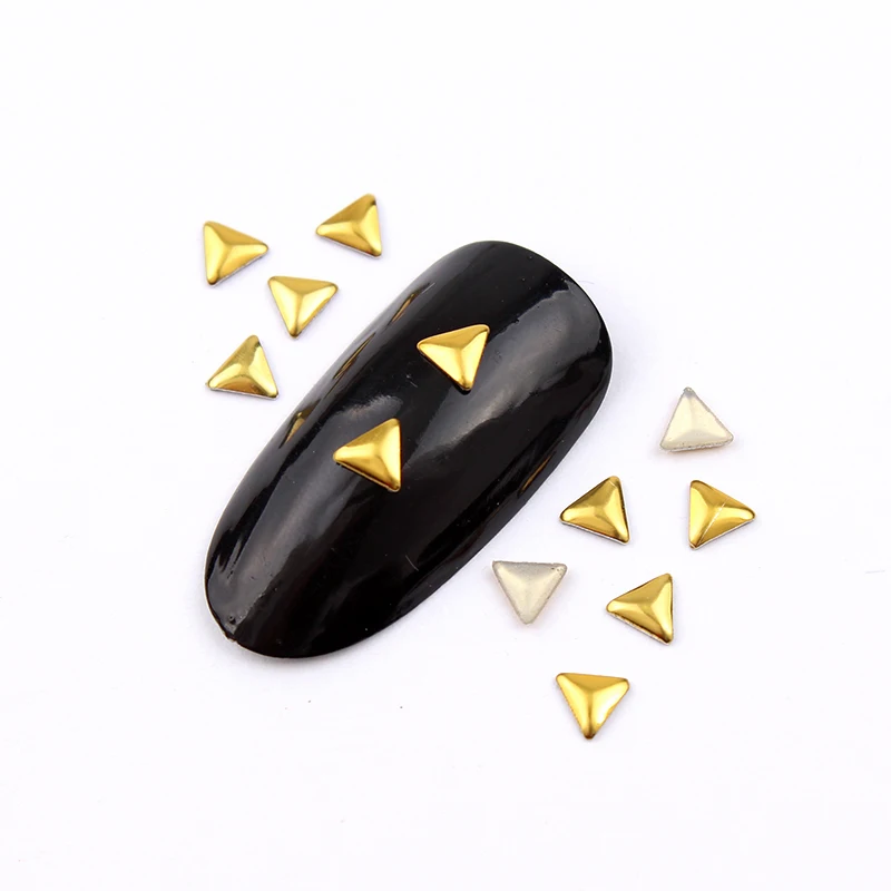 

New 4mm/3mm/3x5mm Gold/Silver Triangle Hot Fix Nail Art Rivet Punk Rock Style For DIY Nail Art Decoration