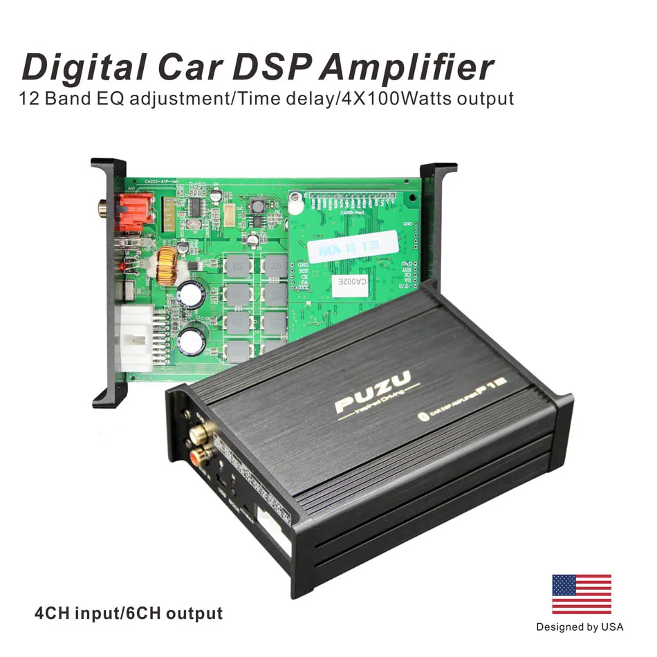 

12band EQ 4X100W CarDSP amplifier with android Software app car radio sound upgrade digital audio signal processor ISO cable
